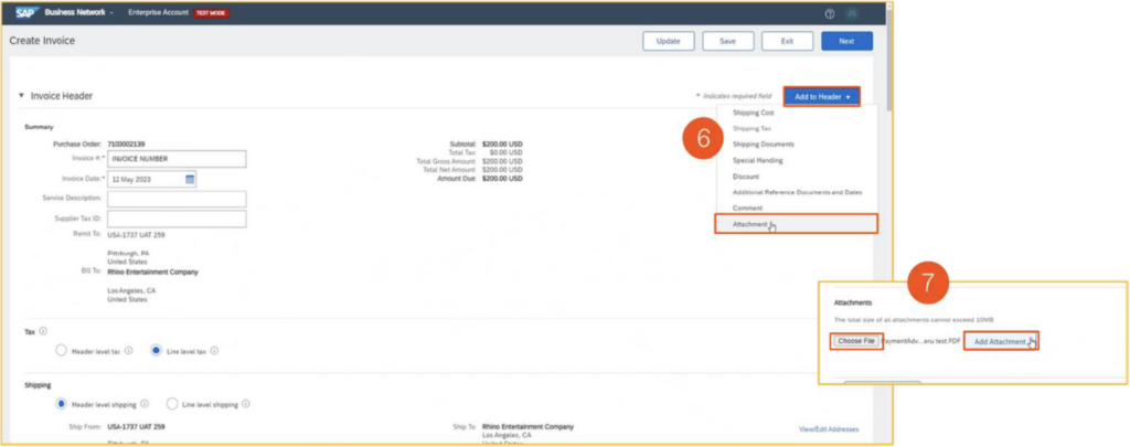 Invoice Submission Process Option 1: Step 6-7