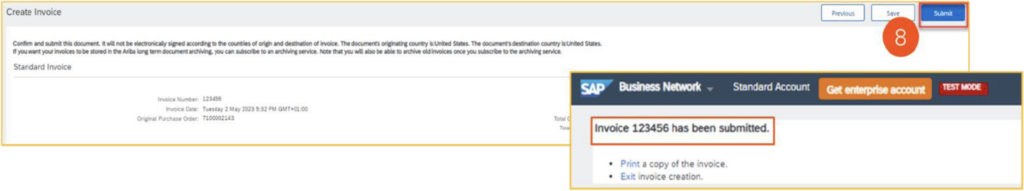 Invoice Submission Process Option 1: Step 8